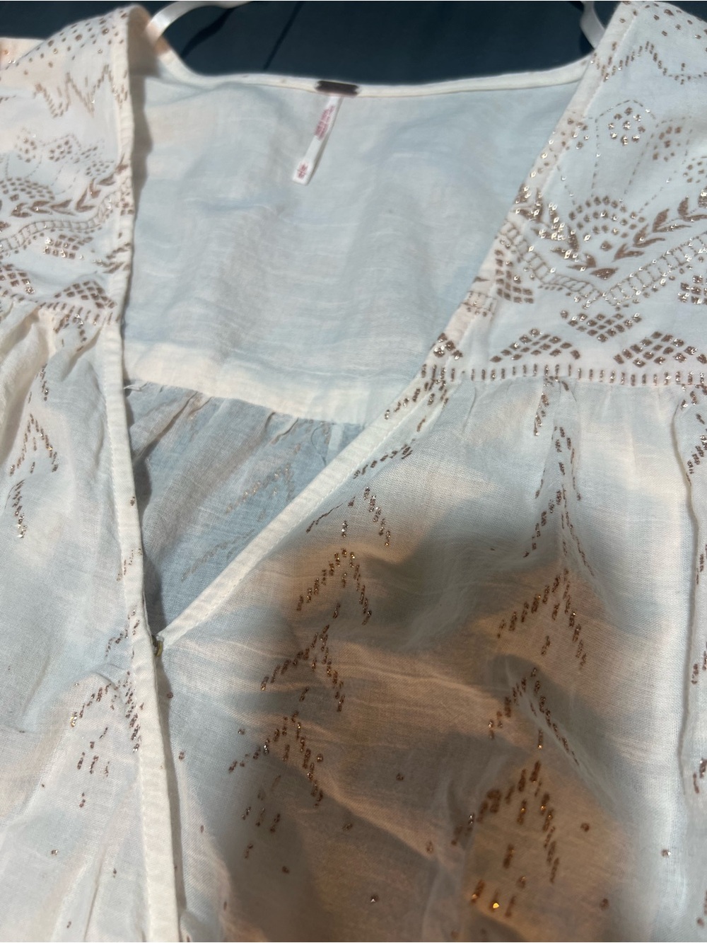 Free People Cream Lace Yoke Peplum Wrap Blouse - Picture 9 of 9